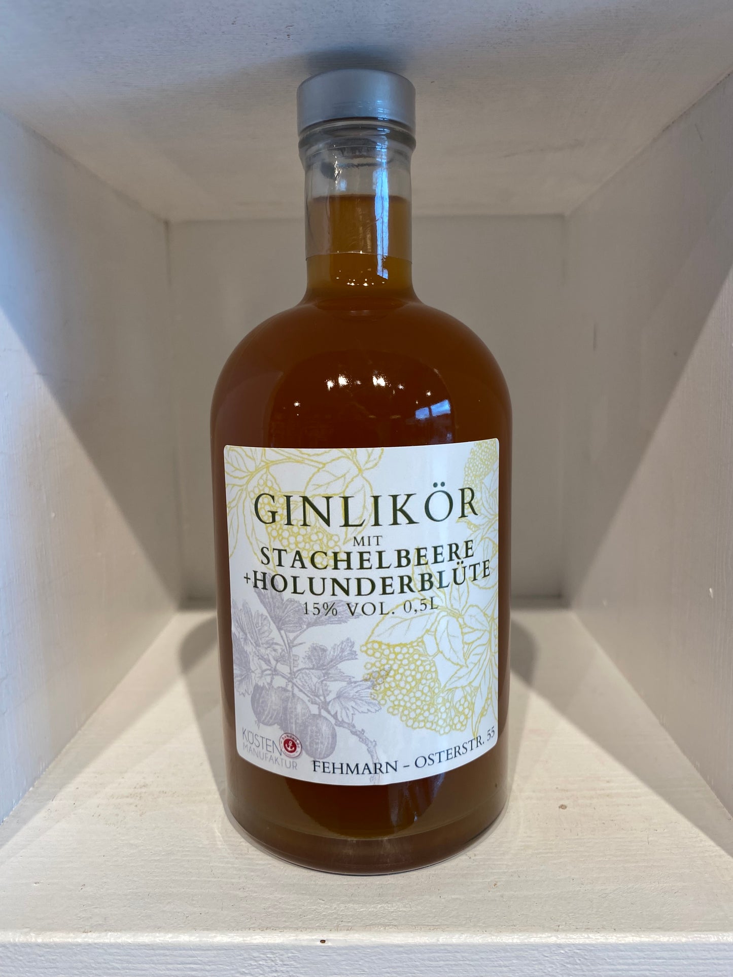 Ginlikör mit Stachelbeere & Holunderblüte